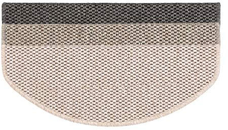 Sparset Stufenmatten in Sisal Optik | Flachgewebe mit Tiger-Eye-Struktur | GUT-Siegel | kombinierbar mit Läufer | 65x23,5 cm | halbrund | 15 Matten im Set (Taupe) Kalkuta