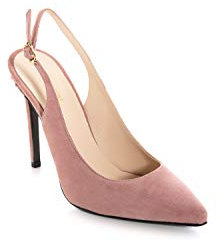 Antonio Raggini Scarpa in Vera Pelle Scamosciata, con Fibbia,Tacco 105mm Ricoperto Pelle con Strass in Tinta, E Suola in Vero Cuoio (41 EU, Rosa Antico)