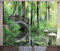 ABAKUHAUS Zen Garten Rustikaler Gardine, Park in Südchina, Schlafzimmer Kräuselband Vorhang mit Schlaufen und Haken, 280 x 260 cm, Braun Grün