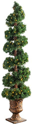 Pre-Lit Spiral Potted Christmas Tree with 150 LED Lights