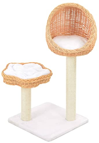 vidaXL Rascador para Gatos con Poste de Sisal Madera Natural de Sauce Mascotas
