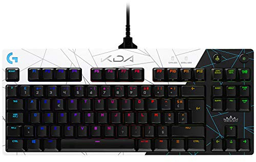 Logitech G PRO K/DA Tastiera Gaming Meccanica, Attrezzatura Ufficiale di League of Legends, Layout Francese AZERTY - Nero/Bianco