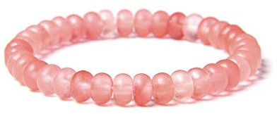 Bracelet de guérison en forme de boulier avec perles naturelles en jade rose givré et bande élastique