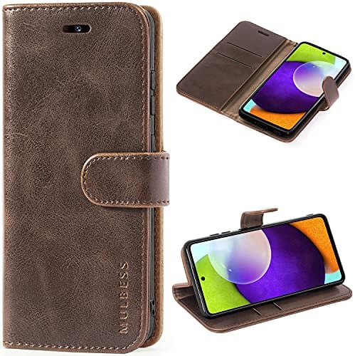 Mulbess Handyhülle für Samsung Galaxy A52S Hülle Leder, Samsung Galaxy A52 Handy Hüllen, Vintage Flip Handytasche Schutzhülle für Samsung Galaxy A52S 5G Case, Coffee Braun