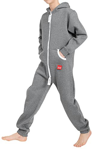 Basisstoff Yuppie Kinder Jumpsuit Jungen Mädchen Overall Dunkelgrau Gr. 98-104