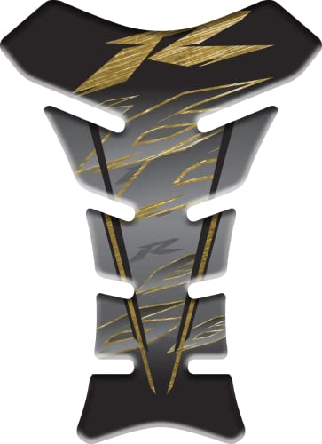 PARASERBATOIO ADESIVO RESINATO EFFETTO 3D compatibile con Yamaha Yzf R6 YzfR6 (Oro)