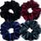 IVARYSS Extra große Haargummis für dickes Haar, Premium Samt Soft Jumbo Scrunchy, XL 15,2 cm großes Gummiband Haarschmuck, 4 Stück, dunkel