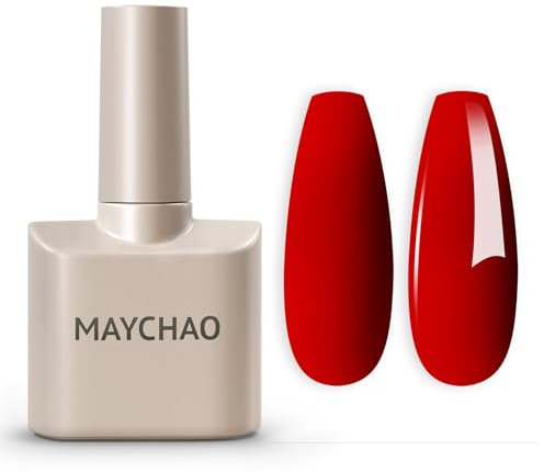 MAYCHAO 15ML Gel Nail Polish 1Pc Red Gel Polish Soak Off UV LED Nail Varnish Nail Art Starter Manicure Salon DIY at Home, 0.5 OZ