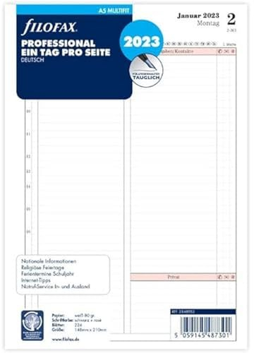 Filofax A5 Professional 1 Tag auf 1 Seite (deutsch)2023