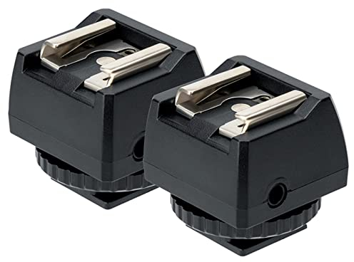 JJC Blitzschuh, Blitzschuhhalterung mit PC-Synchronisationsbuchsen und 3,5mm Mini-Phono-Anschluss für DSLR-Kameras, Standard-ISO-Blitzschuh und Blitzfuß für Blitzgeräte oder anderes Zubehör
