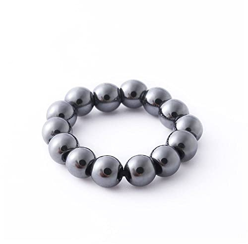 YANQSHM Ringe Herren, Vintage Verstellbare Ringe Hämatit Stein Natürliche Offene Kristallringe Böhmische Elastische Seilperlen Reiki Balance Fingerringe Schmuck Hochzeitsgeschenk Für Damen Männer