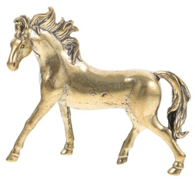 STOBOK Messing Pferdestatue Feng Shui Dekoration Metall Pferd Skulptur Für Reichtum Und Wohlstand Rustikale Tischfigur Für Wohndekoration Und Büro Handwerkskunst Geschenkidee Für