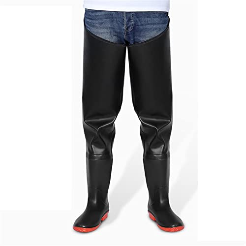 HWBZSZY Cuissardes Réglables en PVC pour Homme Et Femme Bottes en Caoutchouc De Pluie Polyvalentes 100% Imperméables sur Le Genou Pantalon De Pêche Cuissardes De Chasse Antidérapantes,Noir,44 EU