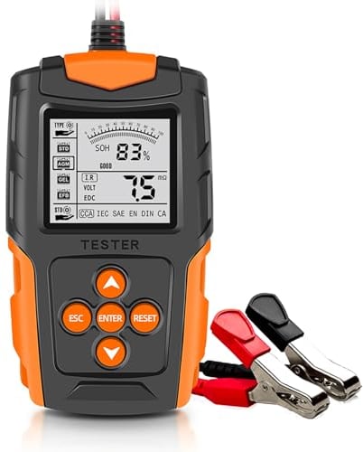 Tester batteria per auto, 12 V/24 V, tester per batteria, tester per auto, sistema di ricarica, strumento di scansione della batteria, analizzatore digitale, tester per batteria per auto, camion, ATV,