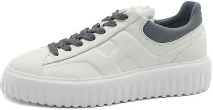Hogan Sneakers da Uomo H-Stripes in Pelle Bianca e Blu - HXM6450FC60 S1P022J - Taglia 9