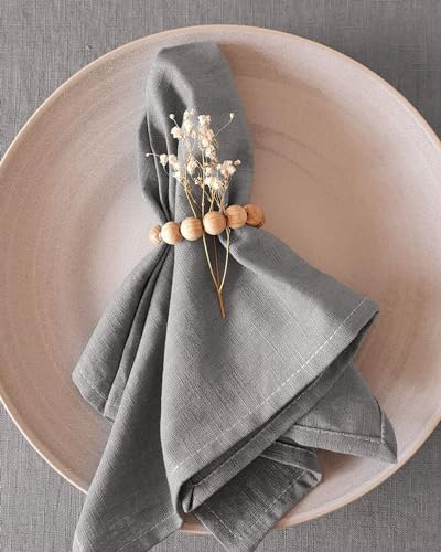 Farnberg 6 Servietten aus Leinen - hochwertige Stoffservietten - edle Hochzeitsservietten - Wiederverwendbare Leinen-Servietten - (40 x 40 cm) - Grau