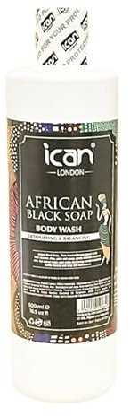 ican London African Black Soap Detoxifying & Balalncing Body Wash 500ml