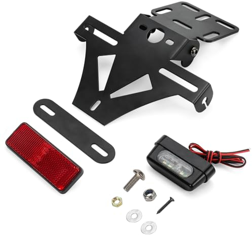 Universal Kennzeichenhalter - Motorrad Kennzeichenhalter - Nummernschildhalterung Motorrad - Einstellbare Lizenz Halterung mit Kennzeichenbeleuchtung für Den Meisten Motorradmodellen