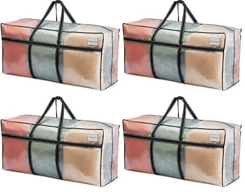 VENO - 4 Pack Extra Large Moving Bags, Heavy Duty Storage, Moving Boxes, Large Storage Containers with Alternative Lids for College, Christmas Tree,
