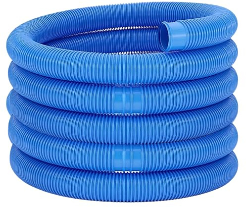 acquaverde | Tubo per Piscina con Manicotti, Galleggiante, Flessibile e Sezionabile, Ideale per Pulizia, Aspirazione, Skimmer e Pompe Filtranti - Blu (10 metri, ø 38 mm)