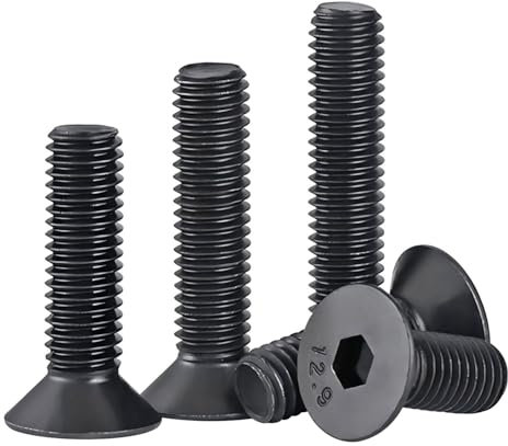 Qrity 20 pièces Vis à Tête Fraisée M5x20mm Vis à Tête Plate à Six Pans Creux, Vis Hexagonales en Acier au Carbone, Filetage Complet