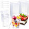 50 Pack Dessert Cups with Spoons, 2oz/60ml Clear Hard Plastic Mini Dessert Bowls for Parties, Square Cheesecake Pots Reusable Clear Parfait Appetizer Cups for Dessert, Party Use