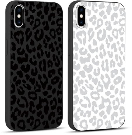 RUMDEY 2 Pack Cute Leopard Cheetah Print Phone Case for iPhone Xs Max 6.5 inch, Aesthetic Girly Anti-Scratch Soft Slim Flexible Protective Shockproof Matte Funda Cover for Women Girls