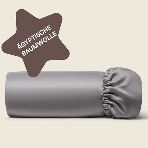 Amqua Bettlaken 200x220 Baumwolle Dunkelgrau | Spannbettlaken hohe Matratze 30cm Steghöhe| ägyptische Baumwolle Bettlaken 200x220cm | Mako Satin Bettlaken 200x220 Grau| Spannbettlaken Baumwolle