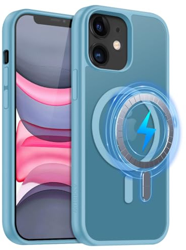 MOBESV Magnetisch Hülle für iPhone 11 6,1 Zoll, Handyhülle kompatibel mit MagSafe, Durchscheinende Matte Dünn Stoßfest Schutzhülle, Hellblau