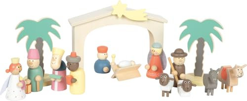 small foot Spielset Holzkrippe Weihnachtsgeschichte, Weihnachtsdeko und Spielset, mit detailreichen Krippen-Figuren, für Kinder ab 3 Jahren, 12689