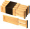 Utoplike 4 Pcs Bamboo Raised Drawer Divider, Adjustable Drawer Organiser, Wooden Spring Loaded Inserts, for Utensils, Cosmetics in Kitchen, Bathroom and Bedroom Drawers