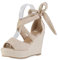 VAN HILL Damen Keilsandaletten Keilabsatz Bast Trendy Schuhe 216972 Beige 38