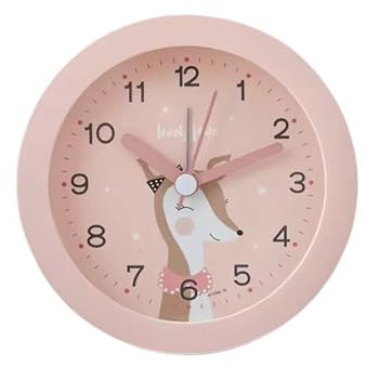 GBEVAUEIO Réveil Réveil Silencieux à Balayage de Secondes, minuteur de Sieste, Petit réveil de Dessin animé avec lumière sans tic-tac Bruyant Reveille(Pink)