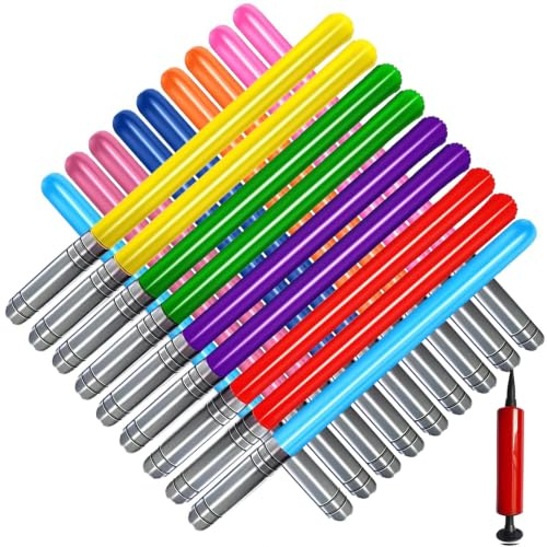 Qneiaym 18-teiliges Set aufblasbare Spielzeugschwerter – 9 lebendige Farben, 35-Zoll aufblasbare Schwerter mit Luftpumpe – Perfekt für Party-Geschenk, Halloween, Rollenspiel & Kinder-Kostüm-Zubehör