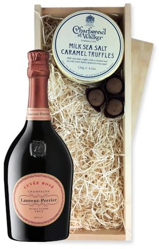 Laurent Perrier Cuvee Rose Champagne And Milk Sea Salt Charbonnel Chocolates Box 75cl 12% abv