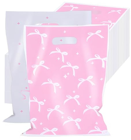 100 sacchetti regalo con fiocco rosa, sacchetti per caramelle, bomboniere in plastica, decorazioni per ragazze e donne, per eventi a tema compleanno, fidanzamento e matrimonio