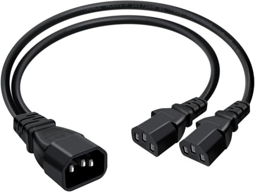 HuaLiSiJi C13 Splitter Rallonge 10A 250V Cable d'alimentation C13 C14 Double pour Ordinateur, Projecteur, TV, Moniteur, Imprimante (1 m)