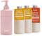 Wild Natürliches Nachfüllbares Duschgel-Starterset - in Rosa Case und einem 3er-Pack Duschgel-Nachfüllpackung in verschiedenen Duftrichtungen - Honey & Almond, Amber & Oud und Santorini Sunset