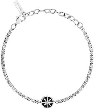 Breil, Kollektion Amulet, Herren-Armband aus poliertem Stahl, verziert mit Steuerrad, verstellbarer Verschluss, Länge bis 22 cm, Geschenkidee für Herren