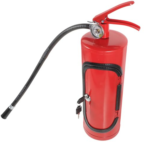 BESTYASH Fire Extinguisher Shaped Wine Storage Box Metal and Plastic Whiskey Bottle Holder Compact Wine Packaging Tote for Holiday Celebration Men's Alcohol Container
