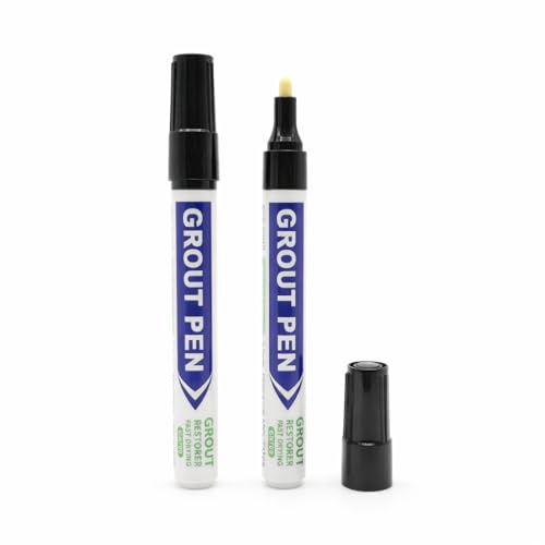 Grout Pen Twin Pack, Black Tile Grout Repair Pen for Bathroom and Kitchen, Restores and Colors Grout Lines, Anti-Mold Formula, Covers up to 120m