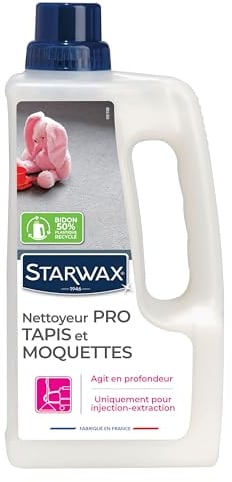 STARWAX - Nettoyant Méthode Pro pour Tapis et Moquettes - Ravive les Couleurs - Combat les Risques Dus aux Acariens - Laisse une Agréable Odeur de Frais - Fabriqué en France - 1L - 30 m²