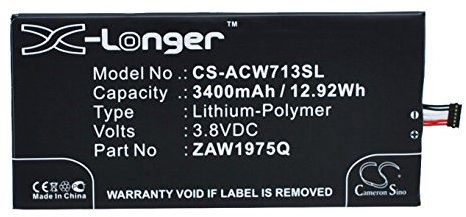 Cameron Sino 3400mAh / 12.92Wh Replacement Battery for Acer Iconia Tab 7