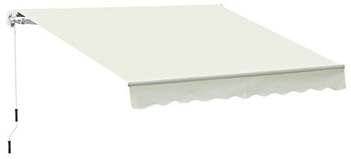Outsunny Store banne Manuel rétractable Angle Réglable Aluminium Polyester imperméabilisé 3L x 2,5l m crème