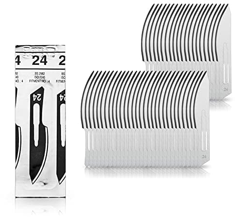 May 50 Stück Skalpellklingen Figur 24 für Skalpellhalter Nr. 4 - Ersatzklingen steril verpackt - inkl. Klingenabzieher