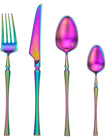 LEKOCH 4-Piece Rainbow Cutlery Set 18/10 Stainless Steel Flatware Set for 1