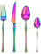 LEKOCH 4-Piece Rainbow Cutlery Set 18/10 Stainless Steel Flatware Set for 1