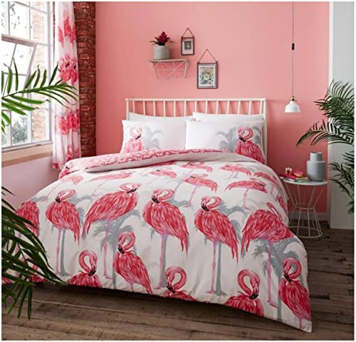 Gaveno Cavailia Luxuriöses Flamingo-Bettwäsche-Set mit Bettbezug und Kissenbezügen, Polyester-Baumwolle, Rosa, Einzelbett
