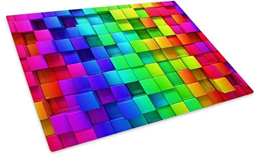 Glass Chopping Board | Non Slip Worktop Savers for Kitchen | Small Pink Purple Multicolour Chopping Boards