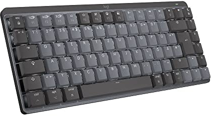 Logitech MX Mechanical Mini für Mac, Kabellose Tastatur mit Beleuchtung, Flache Tasten, Taktile leise Tasten, Hintergrundbeleuchtung, Bluetooth, USB-C, Apple, iPad, Deutsches QWERTZ - Space Grey